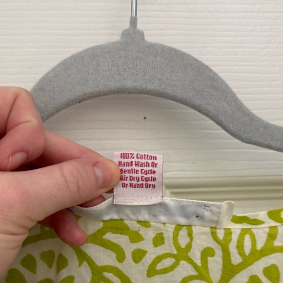 Gretchen Scott Printed Dress Green Size Medium 100% Cotton Floral Artsy Preppy - Picture 4 of 6